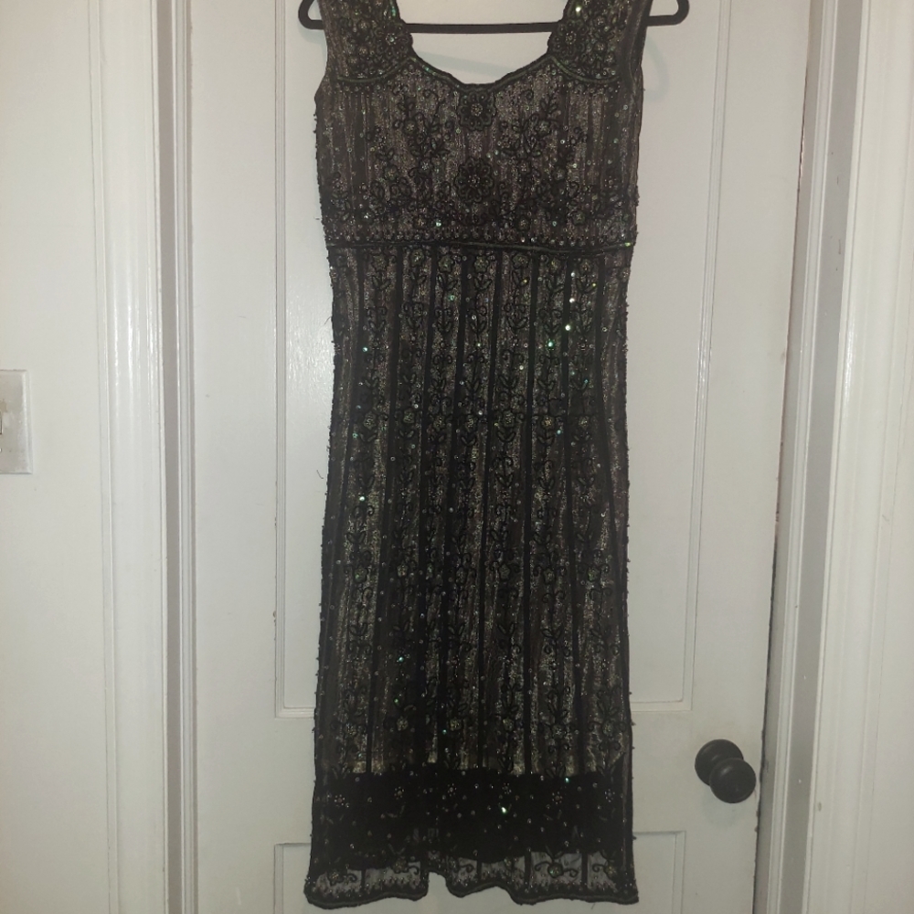 Handmade Gown with Hand Embroidered Beaded Flowers